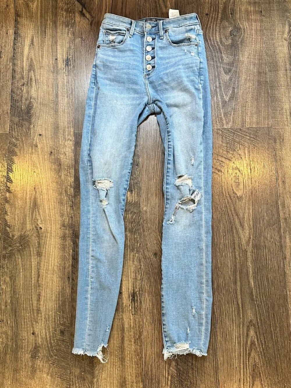 Women's Abercrombie & Fitch High Rise Super Skinny Ankle Distressed Jeans 25 0L